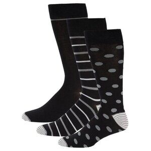 Robert Graham Black 3-Pack Pattern Crew Socks One Size